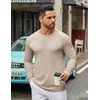 image:imageCOOFANDY Mens Long Sleeve Tee Shirts Crew Neck T Shirt Solid Casual Basic Tees Soft Stretch TShirtsLight Khaki