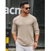 image:imageCOOFANDY Mens Long Sleeve Tee Shirts Crew Neck T Shirt Solid Casual Basic Tees Soft Stretch TShirtsLight Khaki