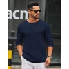 image:imageCOOFANDY Mens Long Sleeve Tee Shirts Crew Neck T Shirt Solid Casual Basic Tees Soft Stretch TShirtsNavy Blue
