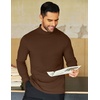 image:imageCOOFANDY Mens Mock Neck Shirts Fleece Long Sleeve Tops Basic Pullover TShirtsBrown