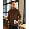 image:imageCOOFANDY Mens Mock Neck Shirts Fleece Long Sleeve Tops Basic Pullover TShirtsBrown