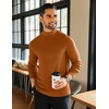 image:imageCOOFANDY Mens Mock Neck Shirts Fleece Long Sleeve Tops Basic Pullover TShirtsLight Brown