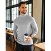 image:imageCOOFANDY Mens Mock Neck Shirts Fleece Long Sleeve Tops Basic Pullover TShirtsLight Grey