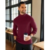 image:imageCOOFANDY Mens Mock Neck Shirts Fleece Long Sleeve Tops Basic Pullover TShirtsPurple Red