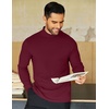 image:imageCOOFANDY Mens Mock Neck Shirts Fleece Long Sleeve Tops Basic Pullover TShirtsPurple Red