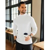 image:imageCOOFANDY Mens Mock Neck Shirts Fleece Long Sleeve Tops Basic Pullover TShirtsWhite