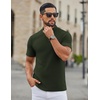 image:imageCOOFANDY Mens Mock Neck TShirts Short Sleeve Ribbed Knit Shirt Soft Tee Shirt Casual Basic TopsArmy Green