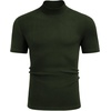 image:imageCOOFANDY Mens Mock Neck TShirts Short Sleeve Ribbed Knit Shirt Soft Tee Shirt Casual Basic TopsArmy Green