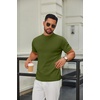 image:imageCOOFANDY Mens Mock Turtleneck Sweater Short Sleeve Casual Knitted TShirts Thermal Tops Solid Basic TeeArmy Green