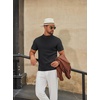 image:imageCOOFANDY Mens Mock Turtleneck Sweater Short Sleeve Casual Knitted TShirts Thermal Tops Solid Basic TeeBlack