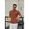 image:imageCOOFANDY Mens Mock Turtleneck Sweater Short Sleeve Casual Knitted TShirts Thermal Tops Solid Basic TeeCamel