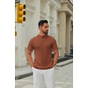 image:imageCOOFANDY Mens Mock Turtleneck Sweater Short Sleeve Casual Knitted TShirts Thermal Tops Solid Basic TeeCamel