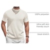 image:imageCOOFANDY Mens Mock Turtleneck Sweater Short Sleeve Casual Knitted TShirts Thermal Tops Solid Basic TeeCream White