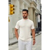 image:imageCOOFANDY Mens Mock Turtleneck Sweater Short Sleeve Casual Knitted TShirts Thermal Tops Solid Basic TeeCream White