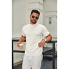 image:imageCOOFANDY Mens Mock Turtleneck Sweater Short Sleeve Casual Knitted TShirts Thermal Tops Solid Basic TeeCream White