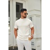 image:imageCOOFANDY Mens Mock Turtleneck Sweater Short Sleeve Casual Knitted TShirts Thermal Tops Solid Basic TeeCream White