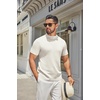 image:imageCOOFANDY Mens Mock Turtleneck Sweater Short Sleeve Casual Knitted TShirts Thermal Tops Solid Basic TeeCream White