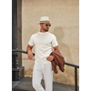 image:imageCOOFANDY Mens Mock Turtleneck Sweater Short Sleeve Casual Knitted TShirts Thermal Tops Solid Basic TeeCream White