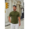 image:imageCOOFANDY Mens Mock Turtleneck Sweater Short Sleeve Casual Knitted TShirts Thermal Tops Solid Basic TeeDark Green