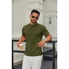 image:imageCOOFANDY Mens Mock Turtleneck Sweater Short Sleeve Casual Knitted TShirts Thermal Tops Solid Basic TeeDark Green