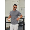 image:imageCOOFANDY Mens Mock Turtleneck Sweater Short Sleeve Casual Knitted TShirts Thermal Tops Solid Basic TeeDark Grey