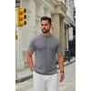 image:imageCOOFANDY Mens Mock Turtleneck Sweater Short Sleeve Casual Knitted TShirts Thermal Tops Solid Basic TeeDark Grey