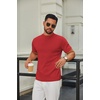 image:imageCOOFANDY Mens Mock Turtleneck Sweater Short Sleeve Casual Knitted TShirts Thermal Tops Solid Basic TeeDeep Red