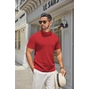 image:imageCOOFANDY Mens Mock Turtleneck Sweater Short Sleeve Casual Knitted TShirts Thermal Tops Solid Basic TeeDeep Red
