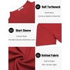 image:imageCOOFANDY Mens Mock Turtleneck Sweater Short Sleeve Casual Knitted TShirts Thermal Tops Solid Basic TeeDeep Red