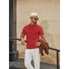 image:imageCOOFANDY Mens Mock Turtleneck Sweater Short Sleeve Casual Knitted TShirts Thermal Tops Solid Basic TeeDeep Red