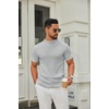 image:imageCOOFANDY Mens Mock Turtleneck Sweater Short Sleeve Casual Knitted TShirts Thermal Tops Solid Basic TeeLight Grey