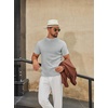 image:imageCOOFANDY Mens Mock Turtleneck Sweater Short Sleeve Casual Knitted TShirts Thermal Tops Solid Basic TeeLight Grey