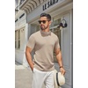 image:imageCOOFANDY Mens Mock Turtleneck Sweater Short Sleeve Casual Knitted TShirts Thermal Tops Solid Basic TeeLight Khaki
