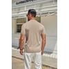 image:imageCOOFANDY Mens Mock Turtleneck Sweater Short Sleeve Casual Knitted TShirts Thermal Tops Solid Basic TeeLight Khaki