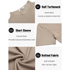 image:imageCOOFANDY Mens Mock Turtleneck Sweater Short Sleeve Casual Knitted TShirts Thermal Tops Solid Basic TeeLight Khaki