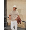 image:imageCOOFANDY Mens Mock Turtleneck Sweater Short Sleeve Casual Knitted TShirts Thermal Tops Solid Basic TeeLight Khaki