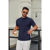 image:imageCOOFANDY Mens Mock Turtleneck Sweater Short Sleeve Casual Knitted TShirts Thermal Tops Solid Basic TeeNavy Blue