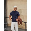 image:imageCOOFANDY Mens Mock Turtleneck Sweater Short Sleeve Casual Knitted TShirts Thermal Tops Solid Basic TeeNavy Blue