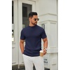 image:imageCOOFANDY Mens Mock Turtleneck Sweater Short Sleeve Casual Knitted TShirts Thermal Tops Solid Basic TeeNavy Blue