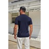 image:imageCOOFANDY Mens Mock Turtleneck Sweater Short Sleeve Casual Knitted TShirts Thermal Tops Solid Basic TeeNavy Blue