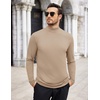 image:imageCOOFANDY Mens Mock Turtleneck TShirts Long Sleeve Solid Color Tees Shirts Basic Casual Slim Fit Pullover T ShirtsKhaki