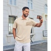 image:imageCOOFANDY Mens Polo Shirt Casual Short Sleeve Textured Knit Button Polo TShirts Summer Vacation Stretchy Golf ShirtsBeige