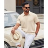image:imageCOOFANDY Mens Polo Shirt Casual Short Sleeve Textured Knit Button Polo TShirts Summer Vacation Stretchy Golf ShirtsBeige