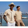 image:imageCOOFANDY Mens Polo Shirt Casual Short Sleeve Textured Knit Button Polo TShirts Summer Vacation Stretchy Golf ShirtsBeige