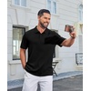 image:imageCOOFANDY Mens Polo Shirt Casual Short Sleeve Textured Knit Button Polo TShirts Summer Vacation Stretchy Golf ShirtsBlack