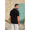 image:imageCOOFANDY Mens Polo Shirt Casual Short Sleeve Textured Knit Button Polo TShirts Summer Vacation Stretchy Golf ShirtsBlack