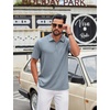 image:imageCOOFANDY Mens Polo Shirt Casual Short Sleeve Textured Knit Button Polo TShirts Summer Vacation Stretchy Golf ShirtsGray Blue