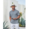 image:imageCOOFANDY Mens Polo Shirt Casual Short Sleeve Textured Knit Button Polo TShirts Summer Vacation Stretchy Golf ShirtsGray Blue