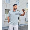 image:imageCOOFANDY Mens Polo Shirt Casual Short Sleeve Textured Knit Button Polo TShirts Summer Vacation Stretchy Golf ShirtsLight Blue