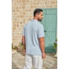 image:imageCOOFANDY Mens Polo Shirt Casual Short Sleeve Textured Knit Button Polo TShirts Summer Vacation Stretchy Golf ShirtsLight Blue